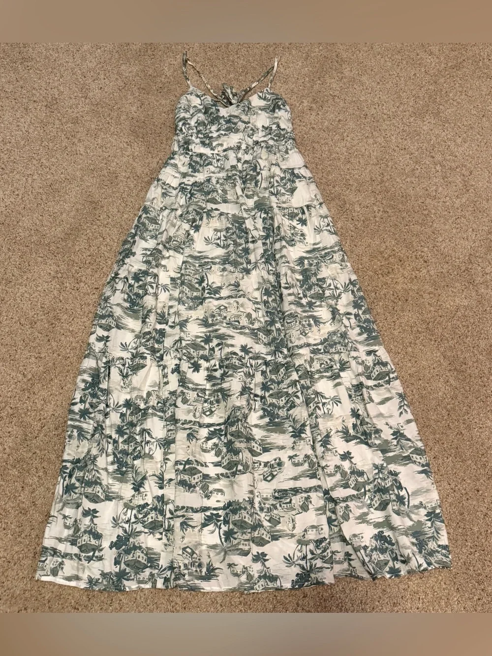 Abercrombie & Fitch Green and White Printed Maxi Dress